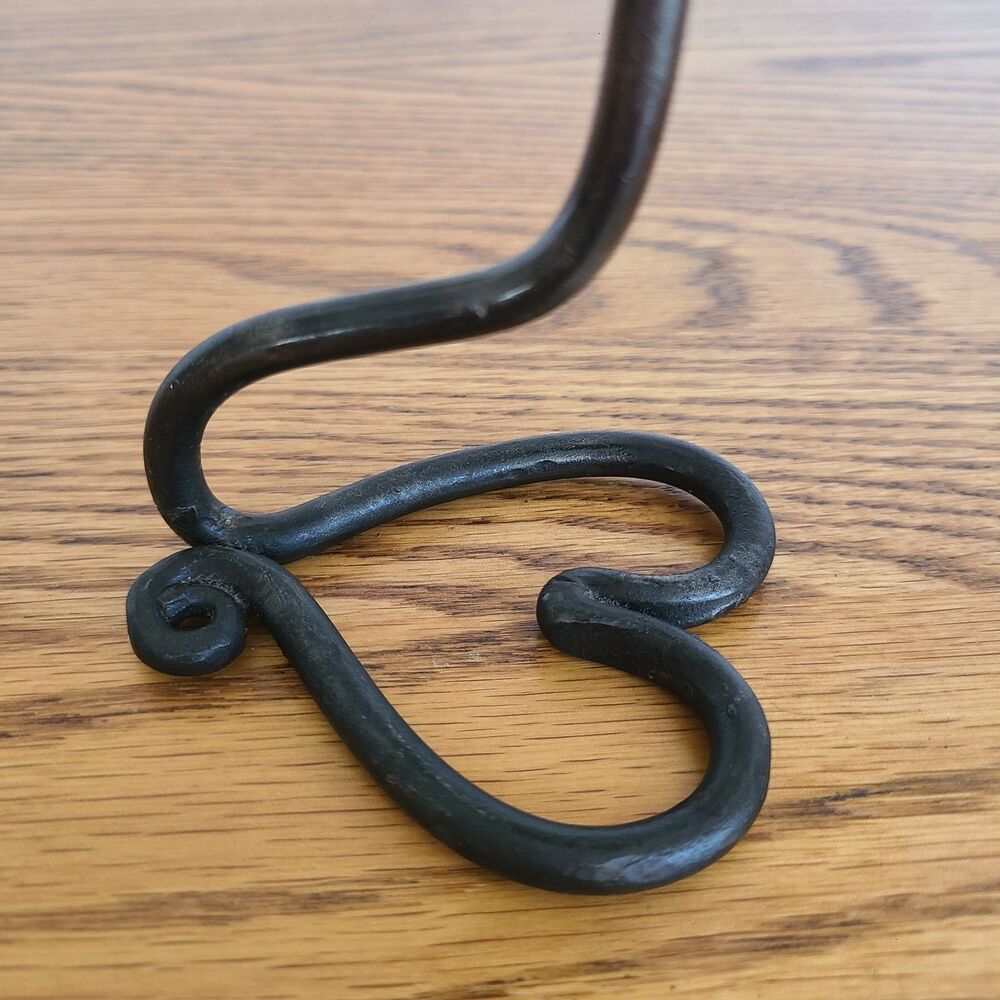 Vintage Wrought Iron Heart Base Taper Candle Holder HandForged Bronze Tone Metal - Picture 3 of 10